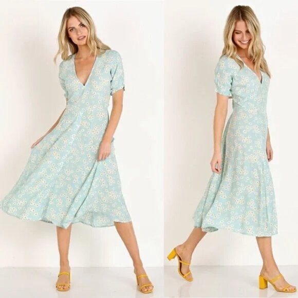 Faithfull The Brand Mejia Ari Zhoe Floral Print Midi Dress New Size 2 US/XS - Picture 3 of 16